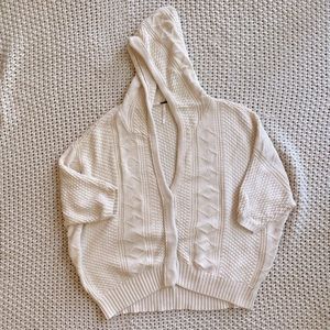 Free People Cream Oversized Hooded Cardigan Sz S